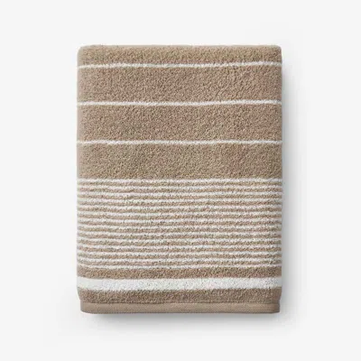 The Company Store Plush Spa Stripe Bath Towel In Brown