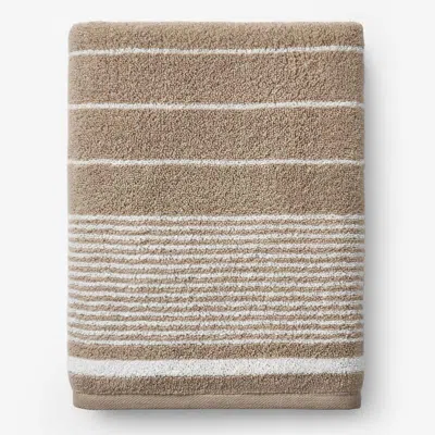 The Company Store Plush Spa Stripe Bath Sheet In Brown