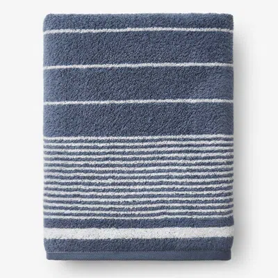 The Company Store Plush Spa Stripe Bath Sheet In Blue