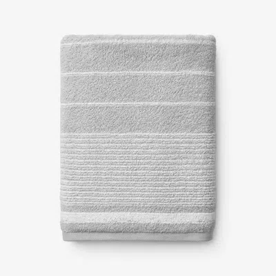 The Company Store Plush Spa Stripe Bath Towel In Gray