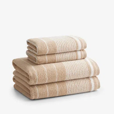 The Company Store Plush Spa Stripe 4-piece Bath & Hand Towel Set