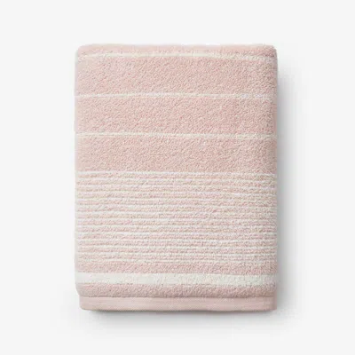The Company Store Plush Spa Stripe Bath Towel In Pink