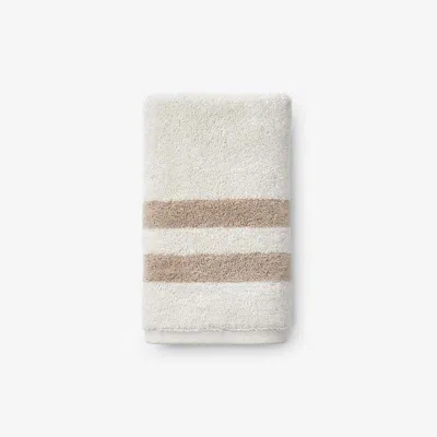 The Company Store Mirage Aegean Cotton Reversible Stripe Hand Towel In Sand