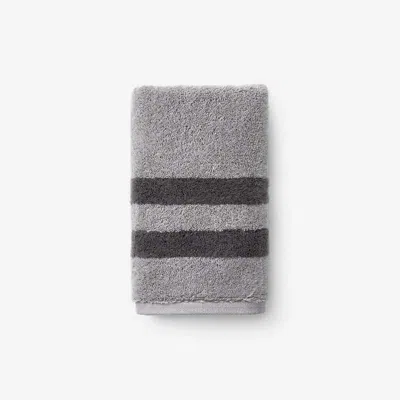 The Company Store Mirage Aegean Cotton Reversible Stripe Hand Towel In Gray