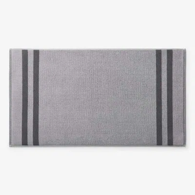 The Company Store Mirage Aegean Cotton Reversible Stripe Bath Mat In Gray