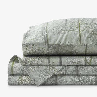 The Company Store Enchanted Trees Premium Smooth Wrinkle-free Sateen Bed Sheet Set In Green