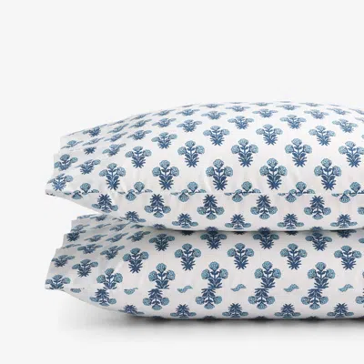 The Company Store Suhana Garment Washed Cotton Percale Pillowcase Set In Blue