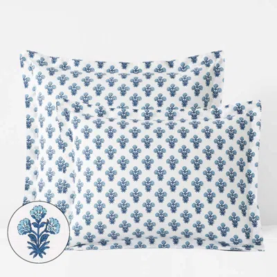 The Company Store Suhana Garment Washed Cotton Percale Sham In Blue