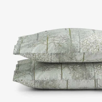 The Company Store Enchanted Trees Premium Smooth Wrinkle-free Sateen Pillowcase Set In Green