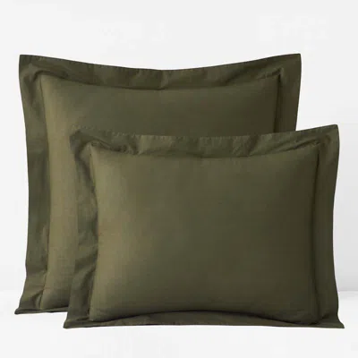 The Company Store Solid Garment Washed Cotton Percale Sham In Green