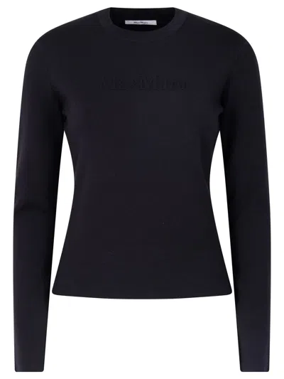 Max Mara Ticino Long-sleeved Fitted Top In Blue