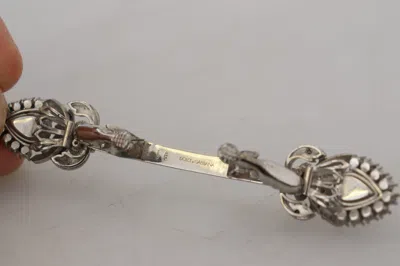 Dolce & Gabbana 925 Sterling Silver Crystals Pin Collar Men's Brooch In Silver
