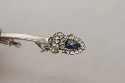 Dolce & Gabbana 925 Sterling Silver Crystals Pin Collar Men's Brooch In Silver