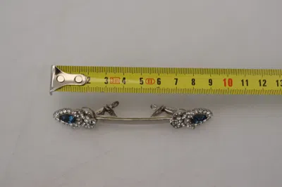 Dolce & Gabbana 925 Sterling Silver Crystals Pin Collar Men's Brooch In Silver