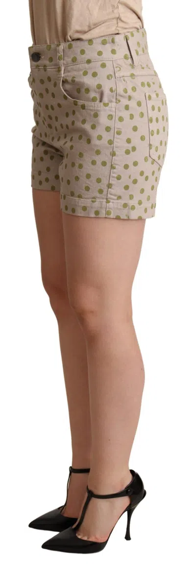 Dolce & Gabbana Beige Polka Dots Denim Cotton Stretch Shorts In Neutral