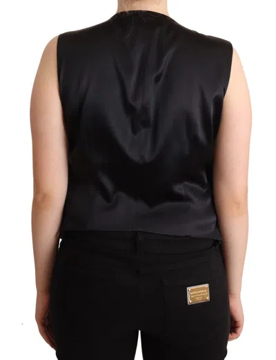 Dolce & Gabbana Black Button Down Sleeveless Vest Waiscoat Women's Top In Black