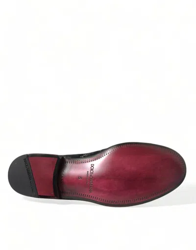 Dolce & Gabbana Black Floral Slippers Men Loafers Dress Shoes In Black