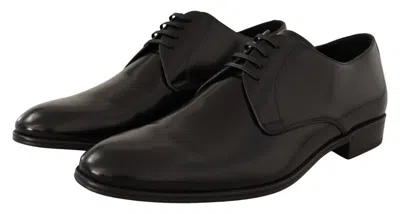 Dolce & Gabbana Black Leather Lace Up Men Dress Derby Men's Shoes In Black