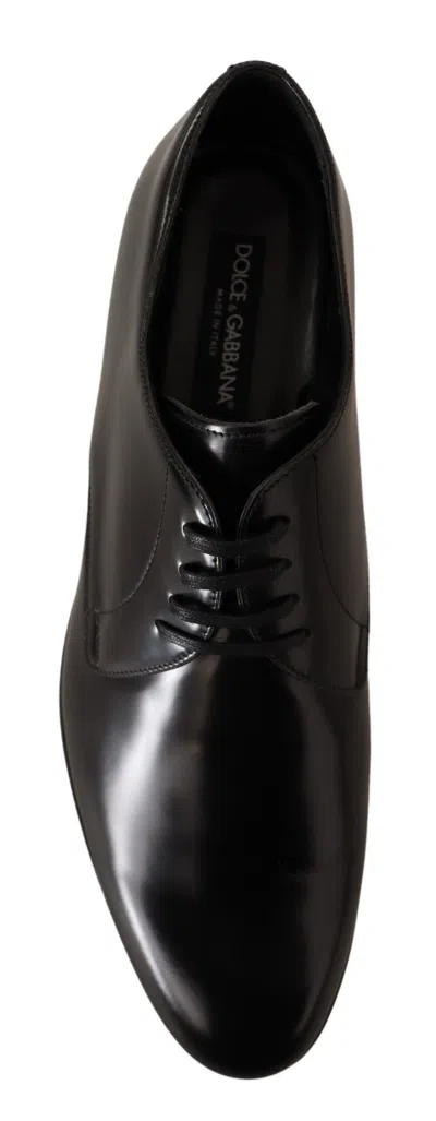 Dolce & Gabbana Black Leather Lace Up Men Dress Derby Men's Shoes In Black