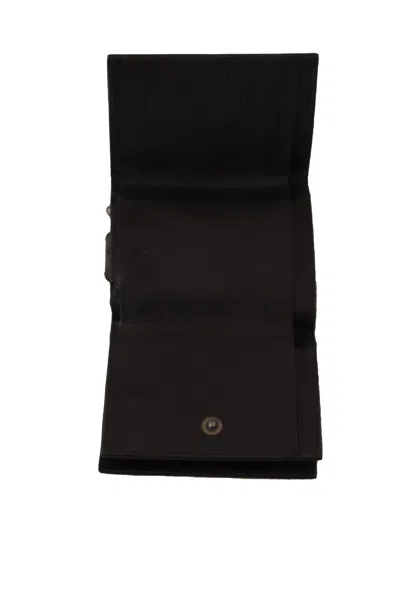 Dolce & Gabbana Black Leather Trifold Purse Belt Multi Kit Women's Wallet In Black
