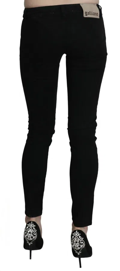 Dolce & Gabbana Black Low Waist Zipper Cropped Skinny Denim Pants In Black