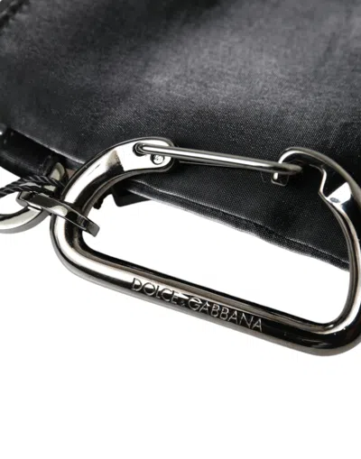 Dolce & Gabbana Black Nylon Logo Plaque Keyring Pouch Clutch Women's Bag In Black