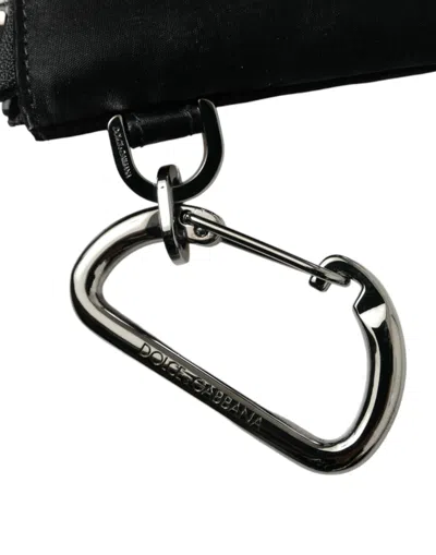 Dolce & Gabbana Black Nylon Logo Plaque Keyring Pouch Clutch Women's Bag In Black
