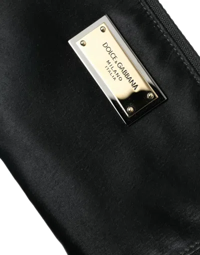 Dolce & Gabbana Black Nylon Logo Plaque Keyring Pouch Clutch Women's Bag In Black