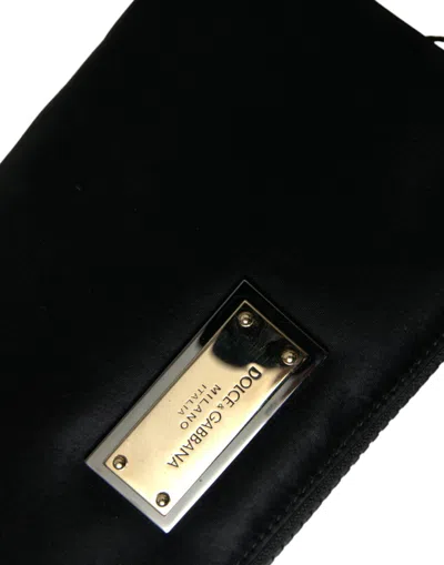 Dolce & Gabbana Black Nylon Logo Plaque Keyring Pouch Clutch Women's Bag In Black