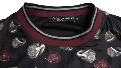 Dolce & Gabbana Black Ring Print Silk Crewneck Men's Sweater In Black