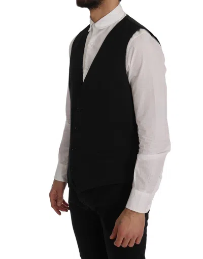 Dolce & Gabbana Sleek Black Single-breasted Waistcoat In Multi