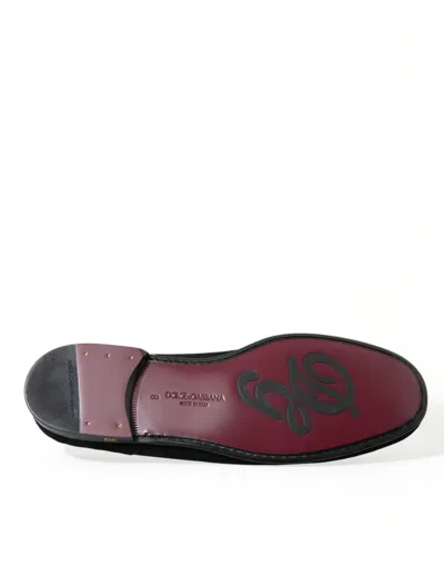Dolce & Gabbana Black Velvet Slip On Loafers Dress Shoes In Black