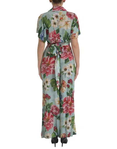 Dolce & Gabbana Elegant Floral Silk Crepe Jumpsuit In Blue