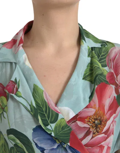 Dolce & Gabbana Elegant Floral Silk Crepe Jumpsuit In Blue
