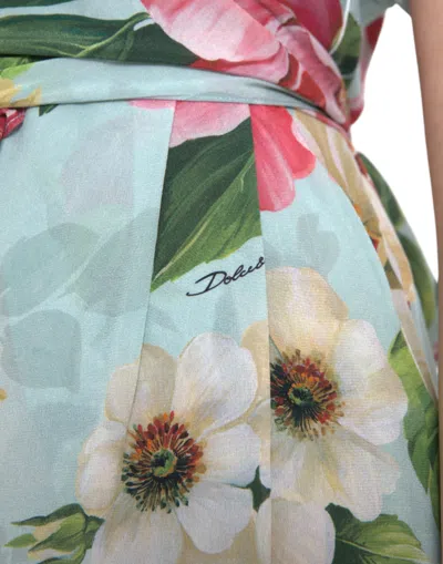 Dolce & Gabbana Elegant Floral Silk Crepe Jumpsuit In Blue