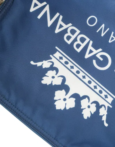 Dolce & Gabbana Blue Dg Milano Print Nylon Pouch Clutch Men Men's Bag In Blue