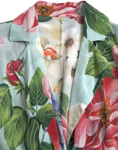 Dolce & Gabbana Elegant Floral Silk Crepe Jumpsuit In Blue