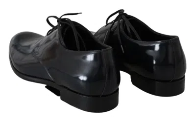 Dolce & Gabbana Blue Leather Polished Dress Derby Men's Shoes In Black