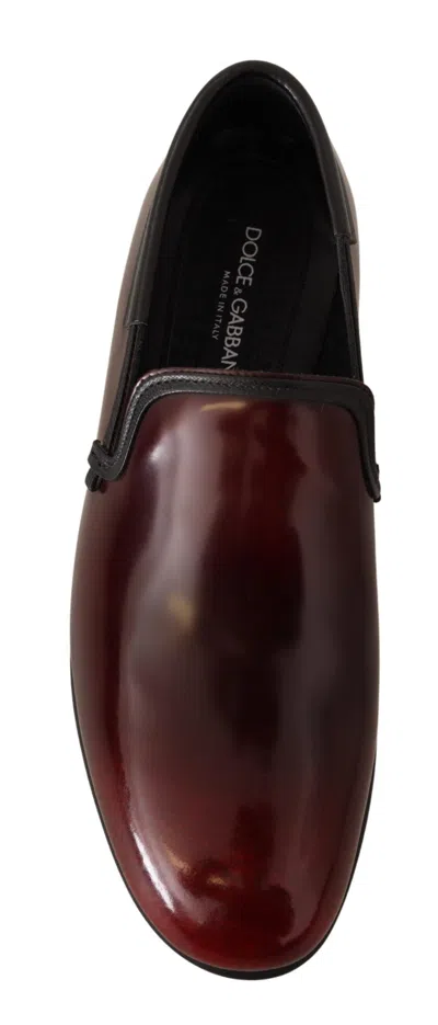 Dolce & Gabbana Bordeaux Patent Leather Dress Loafers Men's Shoes In Brown