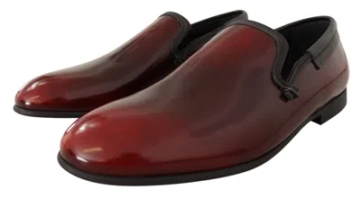 Dolce & Gabbana Bordeaux Patent Leather Dress Loafers Men's Shoes In Brown