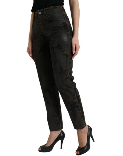 Dolce & Gabbana Brown Boyfriend Mid Waist Cotton Denim Jeans In Brown