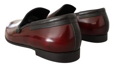 Dolce & Gabbana Bordeaux Patent Leather Dress Loafers Men's Shoes In Brown