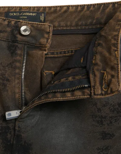 Dolce & Gabbana Brown Boyfriend Mid Waist Cotton Denim Jeans In Brown