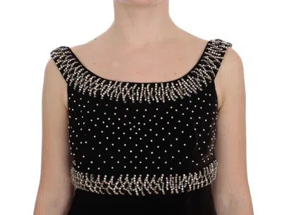 Dolce & Gabbana Brown Velvet Crystal Sheath Gown Dress In Black
