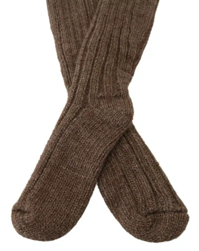 Dolce & Gabbana Brown Wool Knit Calf Long Women Women's Socks In Brown