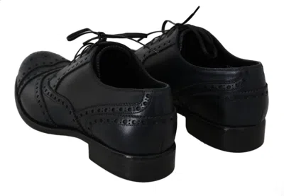 Dolce & Gabbana Dark Blue Leather Wingtip Oxford Dress Men's Shoes In Blue