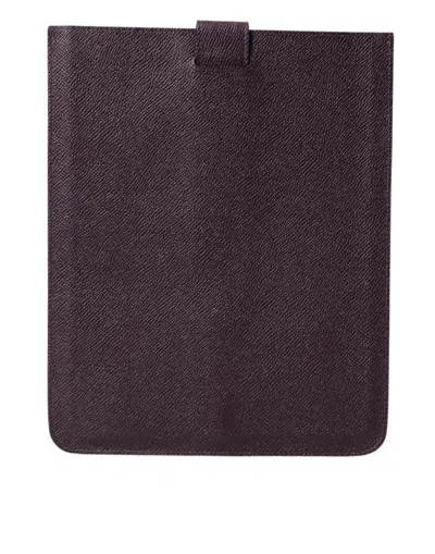 Dolce & Gabbana Dark Brown Leather Logo Plaque Cover Sleeve Tablet Women's Case In Brown