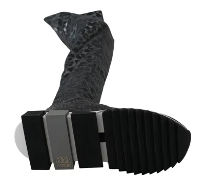 Dolce & Gabbana Gray Leopard High Top Sneakers Booties Shoes In Blue