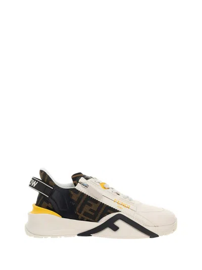 Fendi Flow Sneaker With Distinctive Monogram Accents In White