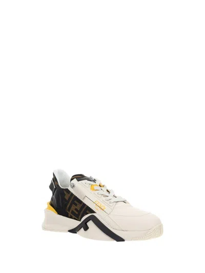 Fendi Flow Sneaker With Distinctive Monogram Accents In White
